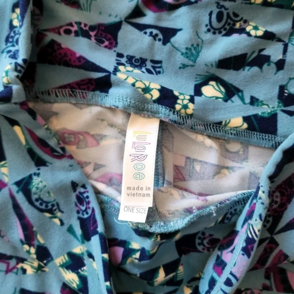 LuLaRoe‎ Blue Geometric Print Stretchy One Size Womens Leggings Ladies Pants